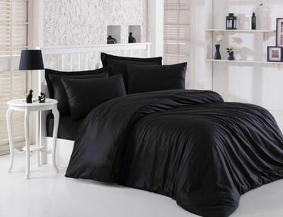 Lubna Home Dekbedovertrekjset 240x220/200cm-HOTEL -DEKBEDOVERTREKSET-KATOENSATIJN-ZWART