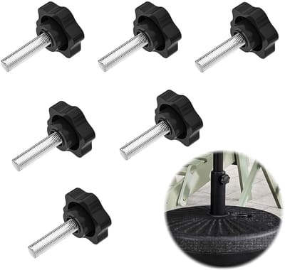 Set van 6 zwarte sterschroeven M8 x 25mm met geknurlde knop voor machines en meubels, ideaal voor decoratie en elektronische apparaten