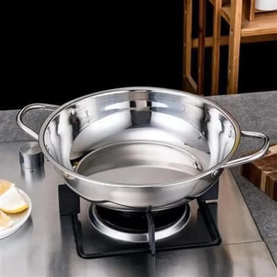 24-40cm Marmite Bassine Acier Double Oreille Pot Soupe Claire Pot Simple Cuisinière à Gaz Pot de Cuisson Usage Domestique Restaurant Cuisine Pot