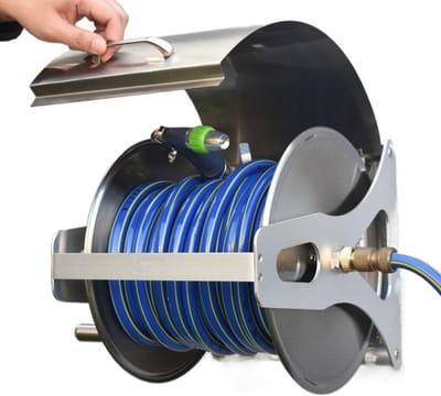 Slanghaspel Houder - Water slang organizer - Tuinieren en water geven - Dubbelzijdig te gebruiken - Tot 40m slang - Zilver
