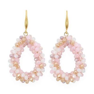 Lajetti - Druppel Oorbel Roze - Dames Oorbellen - Oorhangers met Glaskralen