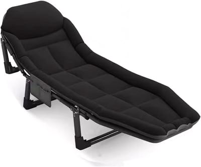 Opklapbed Volwassenen - Gastenbed Campingbed - Ruimte Besparen - Verstelbare Rugleuning - 200 x 65 cm - Zwart