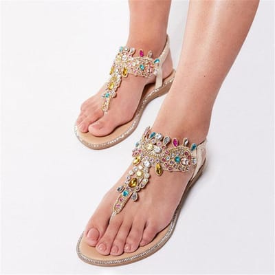 Geweldige Kwaliteit Kleurrijke Strass Slippers Sandalen Damesschoenen Zomer Vrije Tijd Casual Bohemien Lage Hakken Comfortabel Lopen 10