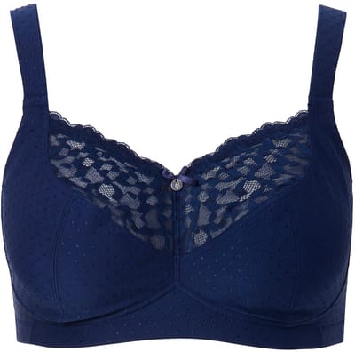 Ulla Popken - Dames - Comfortbeha kant zonder beugel - Nachtblauw - Maat 95C