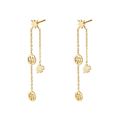 Oorbellen love and luck zilver