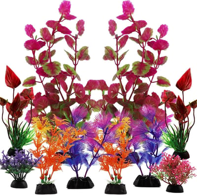 Kleurige Planten voor Aquariums - 10 Stuks Plastic Decoratie voor Onderwateromgeving en Aquariumaccessoires
