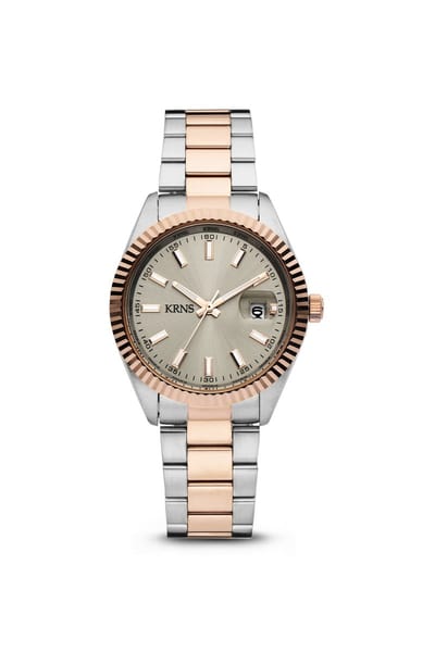 KRNS 3009 - Horloge - Analoog - Dames - Vrouwen - Stalen band - Zilverkleurig - Rosékleurig