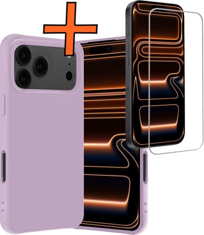 Hoes - Met Screenprotector - Geschikt voor iPhone 17 Pro / 18 Pro - Sterk & Shockproof - Back Cover - Siliconen Case - Telefoon Hoes - Lila