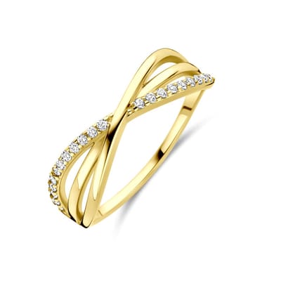 14K geelgouden ring zirkonia - 4035008