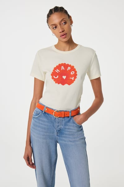 Fabienne Chapot Studded Shell Belt Tangerine Maat: 85 | Riemen Outlet | Dames | Oranje