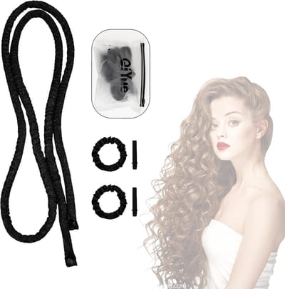 Haarrollers Set - Krulset Zonder Hitte - Haar Krullen - Zacht Satijn Materiaal - 27.5 cm Lengte - Zwart