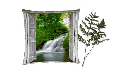 Sierkussens - Kussentjes Woonkamer - 40x40 cm - Waterval - Doorkijk - Landschap