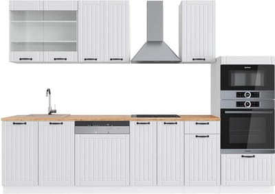 Vicco Fame-Line Complete keukeneenheid – 300 cm met hoge kast, WB Eik Wit landhuis/wit