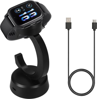 kwmobile sporthorloge laadstation geschikt voor Garmin Venu Sq 2 Music / Sq 2 / Vivoactive 6 / Vivoactive 5 oplader - Smartwatch lader en houder - Met magneet en 100 cm kabel in zwart
