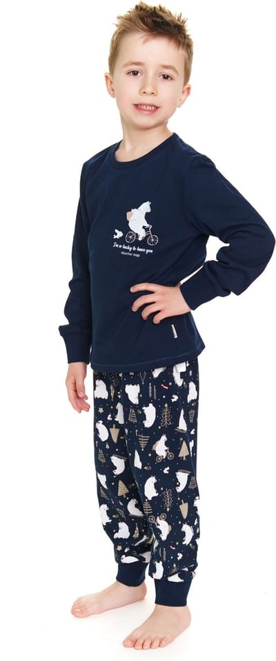 Doctor Nap Jongens Meisjes Pyjama Lange Mouw Lange Broek Winter Kerst Matching Gezin Familie Lucky Navy Blue PDU.5264 122/128