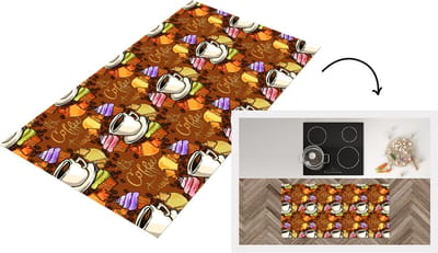 Keukenloper - Loper keuken - Koffie - Croissant - Patronen - Ontbijt - 120x60 cm - Keukenloper vinyl