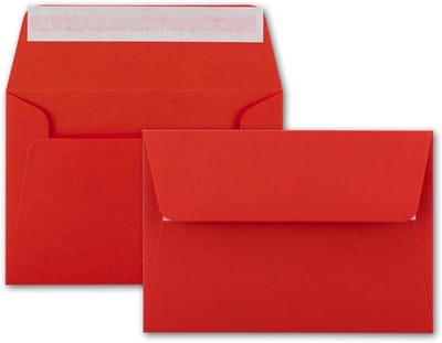 50 Stuks B6 Enveloppen Rood - Zelfklevend - 12,5 x 17,5 cm - Hoge Kwaliteit