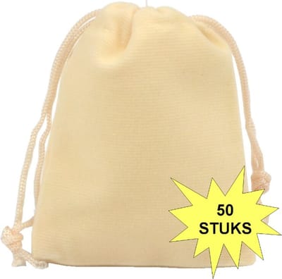 Fako Bijoux - Fluweel Cadeau Zakjes - Velours - 10x12cm - Crème - 50 Stuks
