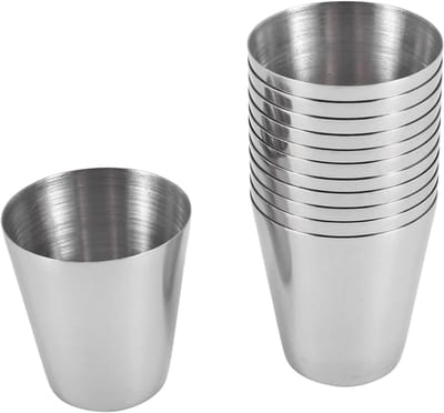 12 Stuks Rvs Mokken - 30ml Shotglazen voor Kamperen, Reizen, Koffie en Thee, Ideaal voor Whiskey en Liqueur