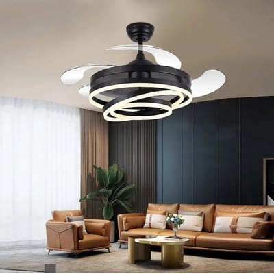 Livano Plafondventilator - Met Verlichting - Plafond Ventilator - Met Lamp - Plafonniere Met Ventilator - Met Licht - Zwart - 106cm