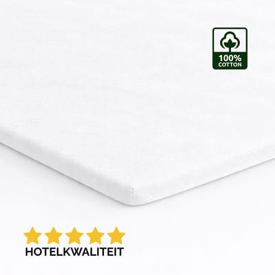 Droomtextiel Topper Molton Hoeslaken - 90 x 200 cm - 100% Katoen - 60˚C wasbaar - Hoogwaardige Kwaliteit - Perfecte Pasvorm