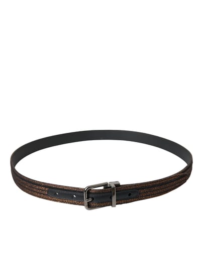 Metaalachtige Leren Riem Bruin