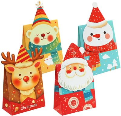 Dailygoods- Geschenkdozen 3D DIY - 8 stuks - Kerstman/Sneeuwpop/Rendier/Beer - Feestartikelen - Vakantiedecoraties - Dikke cardstock - Cadeauverpakking