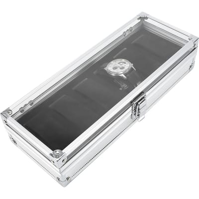 1 Stuks 6 12 Vakjes Aluminium Rechthoekig Horloge Sieraden Display Opberg Organizer Doos Koffer Nieuw Type 1 gray