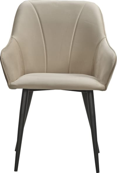 Soof&Tess - Set van 4 - Genoa Eetkamerstoel - Beige - Fluweel - Velvet - Industrieel - Met armleuning - Easy Clean Stoffen - Hoge Kwaliteit