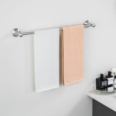 Auralum max Handdoekrek - Klassieke - Handdoekhouder Badkamer - 62.5 cm - RVS - 2 Handdoeken -Boren - Schroefmontage - Zilver