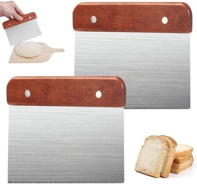 Set van 2 deegschrapers, roestvrijstalen deegsnijders voor het snijden van cake, pizza en brood, ideaal voor bakgerei