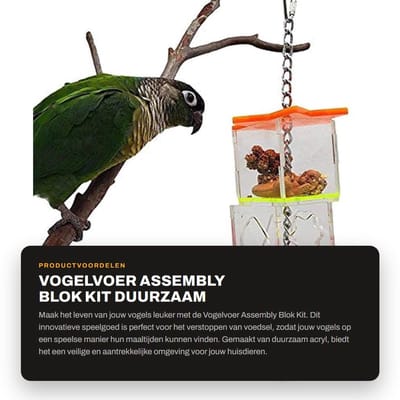 Dailygoods- Vogelvoer Voederhuisje - Duurzaam Acryl - 3 Montageblokken - Voedselbal - Huisdier Speelgoed - 142 g Gewicht - Voederball
