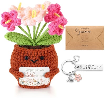 Dailygoods- Sleutelhanger Inspirerend - Cadeauset Vrouwen - Positieve Aardappel - Vergeet-Mij-Nietje Bloem - Roestvrij Staal - Kraftpapier Envelop