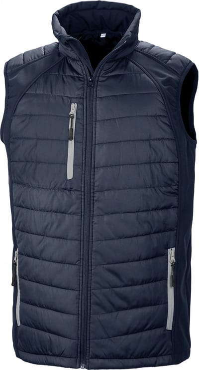 Black Compass gewatteerde softshell bodywarmer 'Result' Navy/Grey - XS