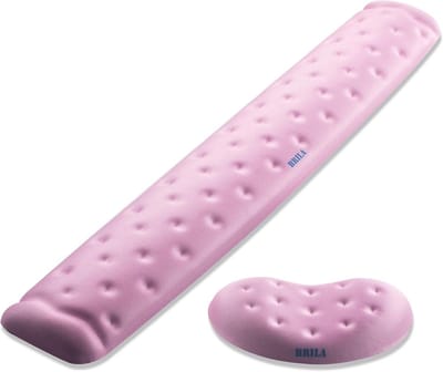 Polssteun traagschuim ondersteuning set voor muis en toetsenbord - ergonomisch ontwerp met massagegaten - roze bundel