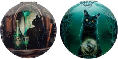 Set van 2 pocket mirrors , make-up spiegeltjes Lisa Parker met katten Ø7cm