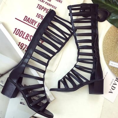 Zomer Lente En Herfst Mode Dames Schoenen Slingback Comfortabel Open Teen Hoge Kwaliteit Ontwerp Mode Laarzen 5.5cm 35 zwart