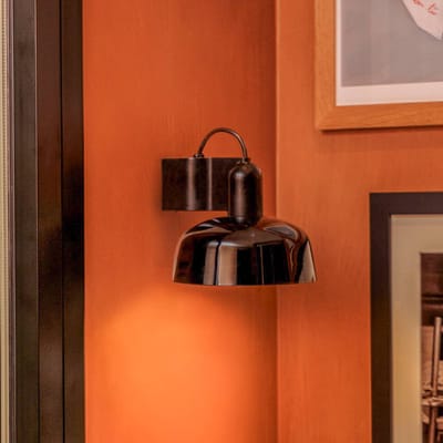 FARO BARCELONA Wandlamp Tatawin, zwart, staal/glas, Ø 18,4 cm