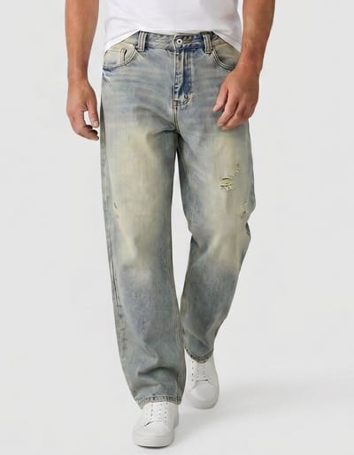 Baggy Jeans Heren - Oversized Jeans - Spijkerbroek Heren Volwassenen -XSF78523- Blauw