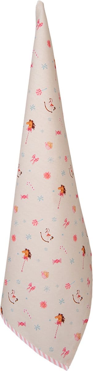 Clayre & Eef Theedoek 50x70 cm Beige Roze Katoen Hobbelpaard