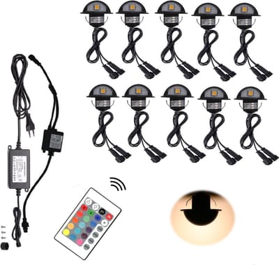 Lueas® - Grondverlichting met afstandsbediening – Inbouwspots Ø35 – grondspotjes – RGB – 10 stuks – Waterdicht – led