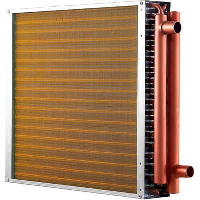 Water-lucht warmtewisselaar, 457 x 457 mm Lamellenbuis HVAC Warmtewisselaar Coil met Koperen Buizen & Aluminium Vinnen, 120K BTU Output voor Buiten Hout