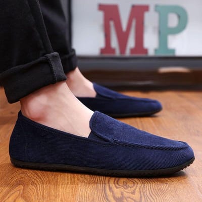 Herenschoenen Heren Canvas Schoenen Een Voet Stijgbeugel Heren Casual Schoenen Ademende Oude Beijing Stoffen Schoenen 38 marineblauwe kleur