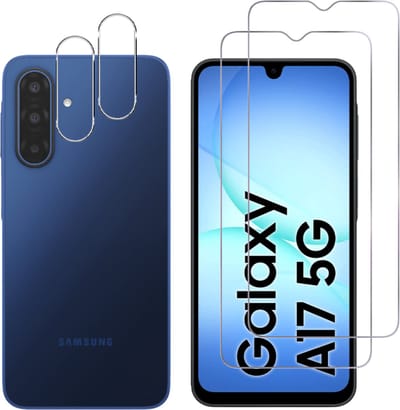Screenprotector geschikt voor Samsung Galaxy A17 5G - 2 stuks Beschermglas van glas Transparante glazen schermbeschermfolie + 2 stuks Camera Protector