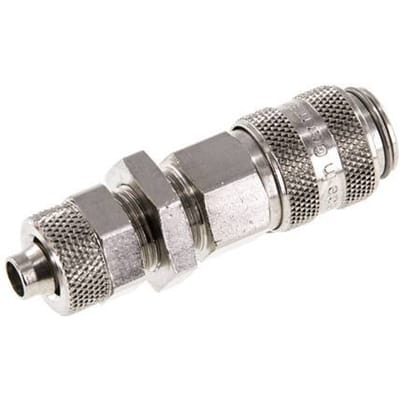 Vernikkeld Messing DN 5 Luchtkoppeling Snelkoppeling 6x8 mm Push-On Schotkoppeling - CLS5-NB-BN-6