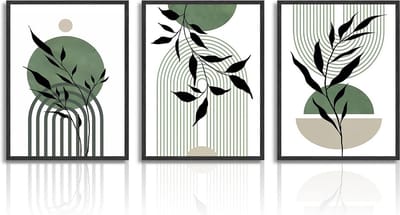 Sage Groen Boho Wanddecoratie Poster - Modern Abstract Geometrisch Muurdecoratie voor Slaapkamer en Woonkamer, 12x16 inch, Niet Ingelijst, Set van 3