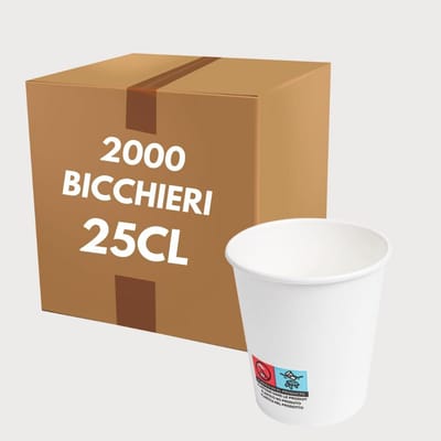 Witte Kartonnen Bekers 25 cl - 2000 Stuks