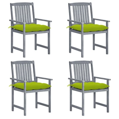 vidaXL - Tuinstoelen - 4 - st - met - kussens - massief - acaciahout - grijs