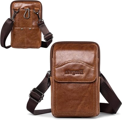 Leren Heuptas voor Smartphones, Geschikt voor iPhone en Galaxy, Compacte Fanny Pack met Riemclip en Riemlus voor Telefoon en Portemonnee