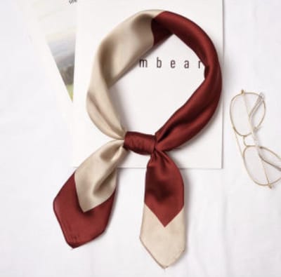 Stijlvolle Sjaal Zand - Beige - Bordeaux  - Hoofdband - Sjaaltje - Bandana - Haarband | Effen | Prachtige glans | Chique om nek of aan tas!